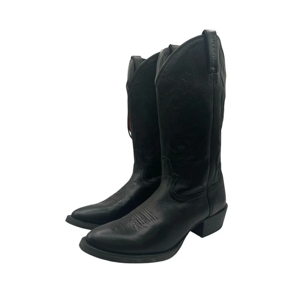 Justin Boots Stampede Collection Men's Size 10 D Style 2553 Black Leather NWT